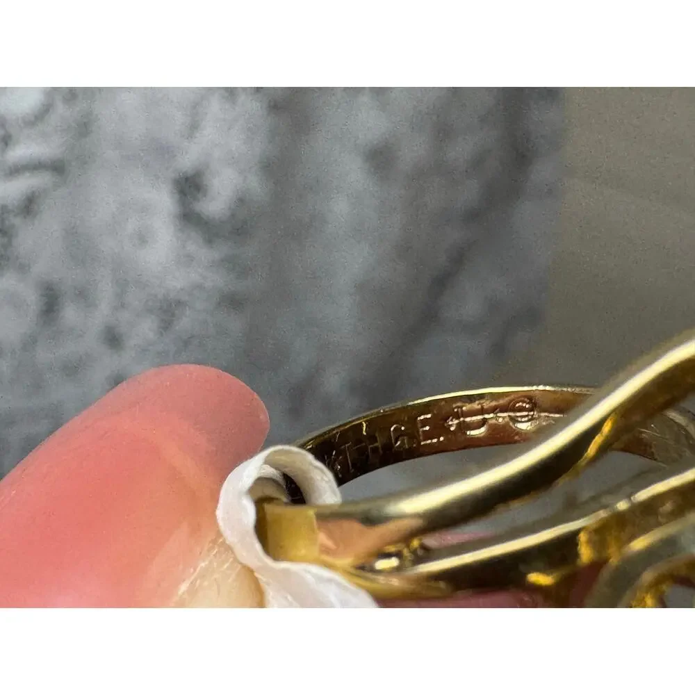 Vintage Karatclad Genuine Tiger Eye Ring 14KT HGE Gold Plate Size 5.75 NOS